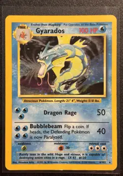 Gyarados 6/102 - Pokemon TCG Base Set Holo Rare WOTC 1999 - MP Card - Image 1