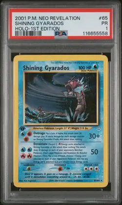 Pokemon Shining Gyarados 1st Edition 2001 Neo Revelation Holo #65 PSA 1 *POP 27 - Image 1