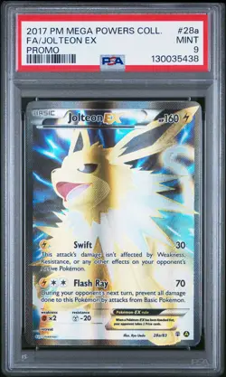 2017 POKEMON MEGA POWERS COLL PROMO #28A FULL ART/JOLTEON EX PSA 9 - Image 1