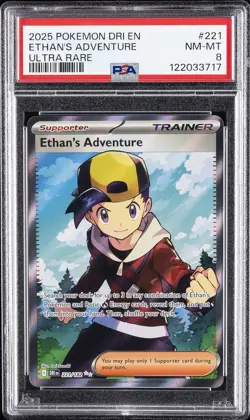 2025 POKEMON DRI EN-DESTINED RIVALS ULTRA RARE #221 ETHAN'S ADVENTURE PSA 8 - Image 1