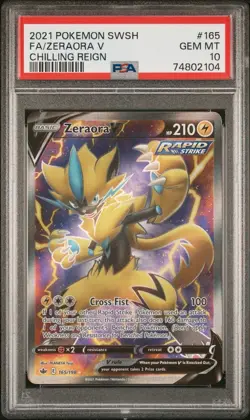 Pokemon Zeraora V 165/198 PSA 10 Gem Mint Chilling Reign Full Art SWSH - Image 1