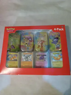 NEW Rare Pokemon TCG Scarlet and Violet Mini Tins 151 4 Pack Cans. - Image 1