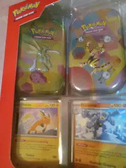NEW Rare Pokemon TCG Scarlet and Violet Mini Tins 151 4 Pack Cans. - Image 2