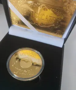 🔥🔥Pokemon Pikachu Leaf Gold Collectable Coin/ Token Wt Box & Certificate🔥🔥 - Image 4