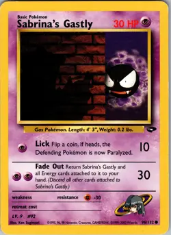 Sabrina's Gastly (96) Gym Challenge Common LP Pokemon 096/132 Unlimited - Image 1