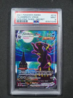 Umbreon Vmax 215/203 Secret Evolving Skies Pokemon 2021 PSA 9 Cert#376 - Image 1