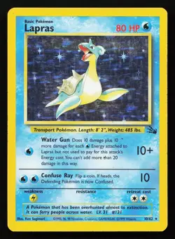 Lapras 10/62 Holo Rare Fossil Pokemon Card - Image 1