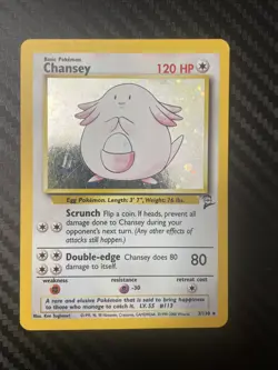 Pokemon Chansey 3/130 Base Set 2 Holo Rare LP/MP Condition - Image 1