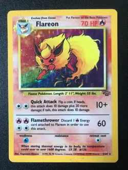 Flareon 3/64 Jungle set 1999 Pokemon holo card - Image 1