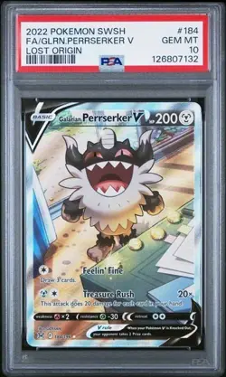 PSA 10 Gem Mint Galarian Perrserker V Full Art 184 2022 Pokemon Lost Origin - Image 1