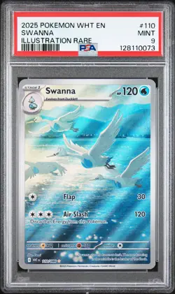 PSA 9 SWANNA 110/086 WHT EN-WHITE FLARE ILLUSTRATION RARE POKEMON - Image 1
