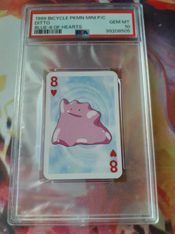 1999 Pokemon Ditto 8 of Hearts Bicycle Mini Poker Playing Card PSA 10 Gem Mint - Image 1