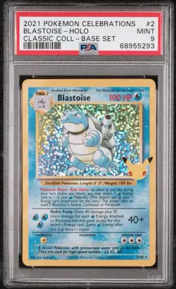 Pokemon Blastoise Holo Card 3/102 25th Anniversary Celebrations PSA 9 - Image 1