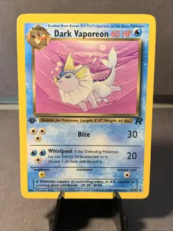 Pokemon TCG Dark Vaporeon #45/82 1st Edition Team Rocket Unlimited 2000 Uncommon - Image 1