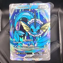 Pokemon Vaporeon Stained Glass Custom Made Fan Art Holo - Image 1