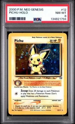 2000 POKEMON NEO GENESIS #12 PICHU-HOLO PSA 8 - Image 1