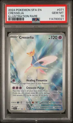 2024 POKEMON SFA EN-SHROUDED FABLE ILLUSTRATION RARE #071 CRESSELIA PSA 10 - Image 1