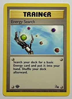 Energy Search 59/62 (MP) 1st Edition Common Fossil Set 1996 WOTC Pokemon Card - Image 1