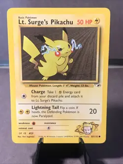 Pokemon TCG Gym Heroes Lt. Surge's Pikachu Non Holo #81/132 2000 WOTC VTG LP - Image 1
