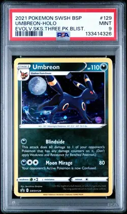 2021 Pokemon Swsh Black Star Promo #129 Umbreon-Holo PSA 9 Mint - Image 1