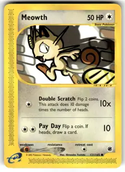 Meowth 121/165 Pokemon TCG Expedition Base Set Regular Card (Near Mint) NM - Image 1