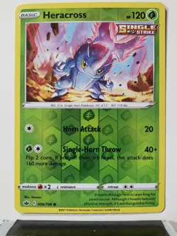 REVERSE HOLO Heracross 006/198 NM - Chilling Reign Pokemon Card $2 Flat Shipping - Image 1