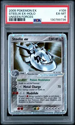 Pokemon 2005 Unseen Forces Steelix EX Holo with Swirl 109/115 PSA 6 EX-MT - Image 1