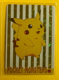 PIKACHU GOLD Pokemon Pocket Monsters Japanese Vending Prism Sticker Holo Foil LP - Image 1
