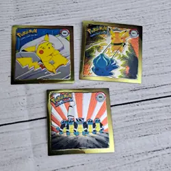 1999 Pokemon Artbox Squirtle Squad R06 & Pikachu R08 R11 Gold Holo Sticker - Image 1