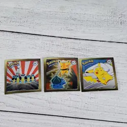 1999 Pokemon Artbox Squirtle Squad R06 & Pikachu R08 R11 Gold Holo Sticker - Image 2