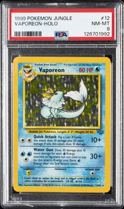 1999 POKEMON JUNGLE #12 VAPOREON-HOLO PSA 8 - Image 1
