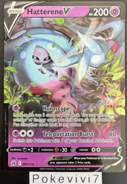 Carte Pokemon HATTERENE 065/159 V Crown Zenith EB12.5 English NEUF - Image 1