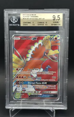 BGS 9.5 Ho-Oh GX 131/147 Full Art Holo Sun & Moon Burning Shadows Pokemon TCG - Image 1