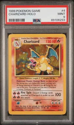 Charizard 4/102 PSA 9 Mint Base Set Unlimited Vintage Holo Pokemon Card NEW CERT - Image 1