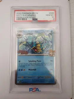 Misty's Gyarados STAFF Promo PSA 10 049/182 Destined Rivals Pokemon Card #961 - Image 1