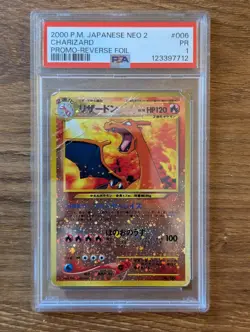 2000 Pokemon Japanese Neo 2 Promo PSA 1 Charizard Reverse Foil Holo #006 - Image 1