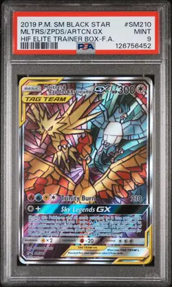Pokemon TCG Moltres & Zapdos & Articuno GX SM210 Sun & Moon Promo PSA 9 - Image 1