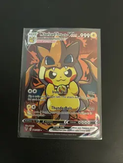 Pikachu V M-Charizard-Y Rare Fan Art Mint Pokemon Card - Image 1