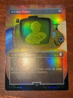 MTG: Arcane Signet BORDERLESS FOIL #356, NM Universes Beyond: Fallout Chase Card - Image 1