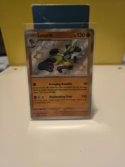 Pokemon TCG S&V Paldean Fates Lucario Shiny Rare Holo Card 174/091 - Image 1
