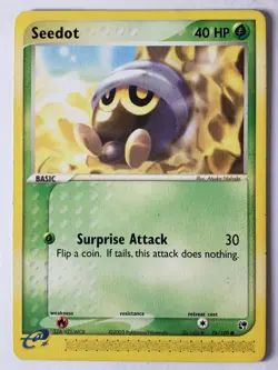 Seedot 76/100 LP / VLP - EX Sandstorm Pokemon Card - Atsuko Nishida Art - Image 1