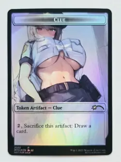 Waifu style Clue Token 01 Foil-Altered Art Custom MTG Token Artifact - Image 1