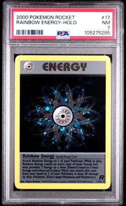 2000 POKEMON ROCKET #17 RAINBOW ENERGY-HOLO PSA 7 - Image 1