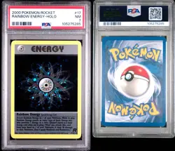 2000 POKEMON ROCKET #17 RAINBOW ENERGY-HOLO PSA 7 - Image 3