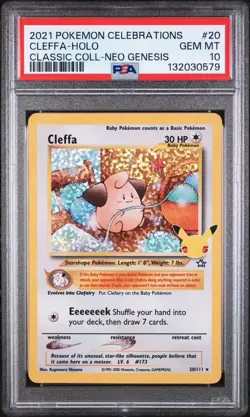 2021 POKEMON CELEBRATIONS CLASSIC COLL #20 CLEFFA-HOLO PSA 10 GEM?? - Image 1