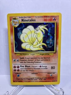 Pokemon TCG Ninetales 12/102 Base Set Unlimited Holo Rare Vintage 1999 WOTC - Image 1