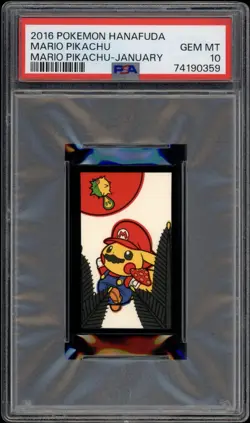 PSA 10 Mario Pikachu/Qwilfish Hanafuda Mario Pikachu January 2016 Pokemon - Image 1