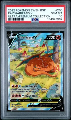 2022 POKEMON SWSH BLACK STAR PROMO #260 FULL ART/CHARIZARD V PSA 10 - Image 1