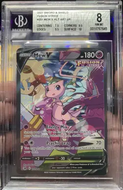 2021 Pokemon SWSH Fusion Strike Mew V #251/264 BGS 8 - Image 1