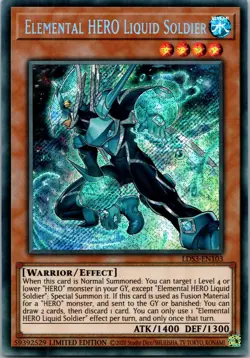 Yugioh Elemental HERO Liquid Soldier LDS3-EN103 Limited Edition Secret Rare NM - Image 1